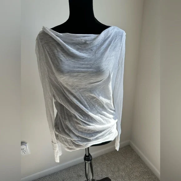 Women’s Free People Kimmi Cotton Blend White Long Sleeve Top - Picture 2 of 5